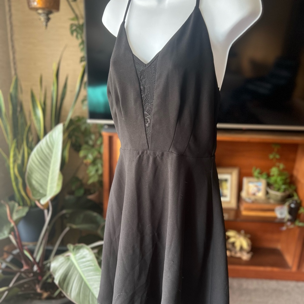 Elegant Black Lace A-Line Dress - NWOT